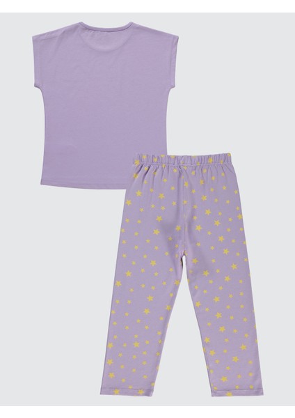 Kız Çocuk Pijama Takımı 10-13 Yaş Dijital Lavanta