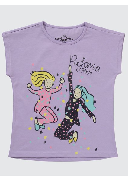 Kız Çocuk Pijama Takımı 10-13 Yaş Dijital Lavanta
