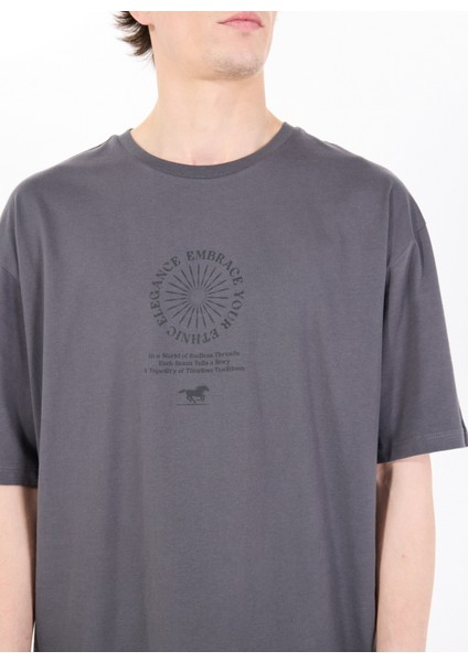 Bisiklet Yaka Baskılı Antrasit Erkek T-Shirt M5SM-TST1436 fırsatları