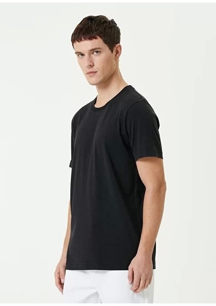 Basic Bisiklet Yaka Regular T-Shirt - Siyah