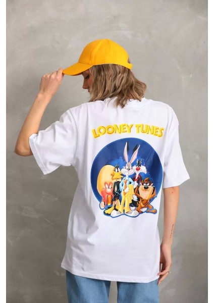 Baskılı Oversize T-Shirt - Beyaz