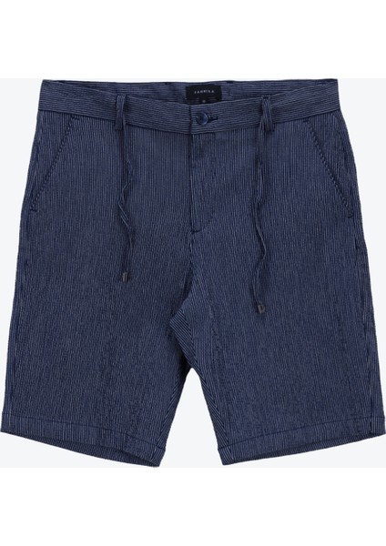 Bağlamalı Bel Basic Lacivert Erkek Bermuda Şort Fabresa