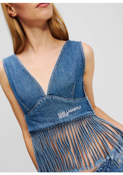 Jeans V Yaka Düz Mavi Kadın Bluz A2W11022 modelleri