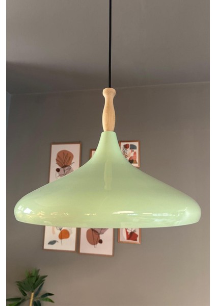 Champion Mint R Ahşap Tekli Avize Sarkıt Salon Mutfak Cafe Butik Lamba Aydınlatma Avizeler