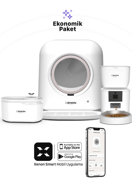 Akıllı Otomatik Kedi Tuvaleti Akıllı Beyaz Kedi Mama Kabı ve Ultra Sessiz Led Işıklı Kedi Su Pınarı 3'lü Pet Ürünleri Seti fiyatları