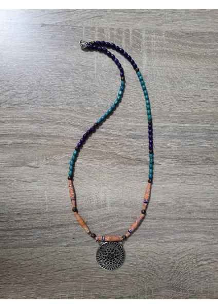 Mor ve Turkuaz Kolye