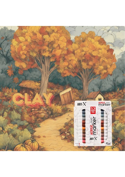Rich Art-X Acrylic Duo Marker Clay Serisi 12 RENK-19316