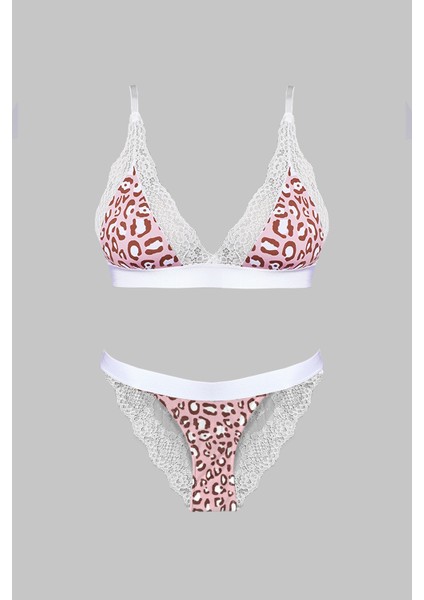Pink Leopar Desenli Iç Çamaşırı Takımı