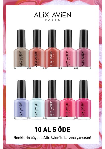 Yüksek Pigmentli Uzun Süre Kalıcı Hızlı Kuruma Sağlayan Parlak Bitişli Oje 10'lu Nail Lacquer Set 01