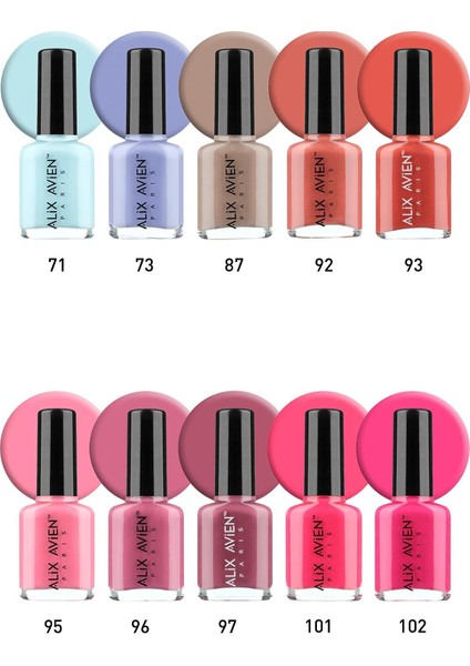 Yüksek Pigmentli Uzun Süre Kalıcı Hızlı Kuruma Sağlayan Parlak Bitişli Oje 10'lu Nail Lacquer Set 01