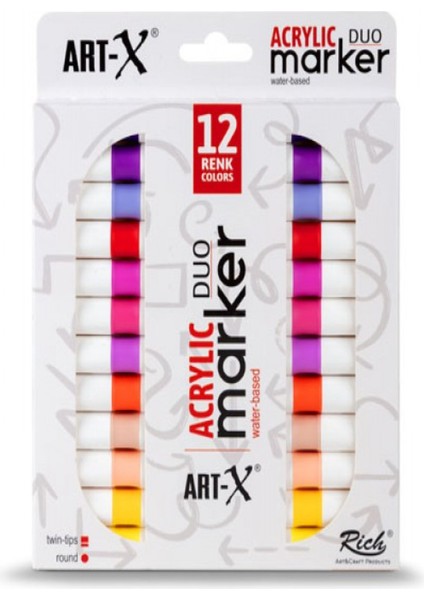 Rich Art-X Acrylic Duo Marker Energy Serisi 12 RENK-19317