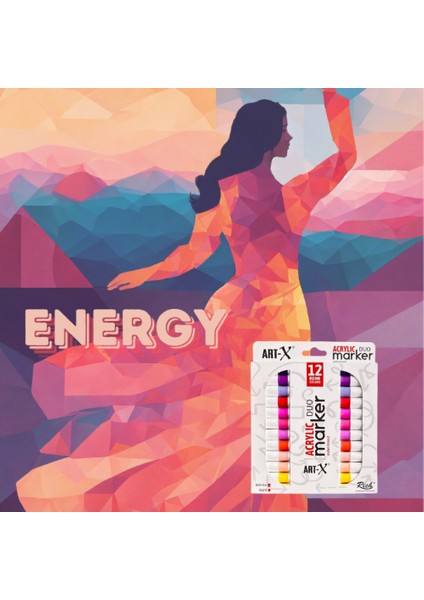 Rich Art-X Acrylic Duo Marker Energy Serisi 12 RENK-19317 fiyatları