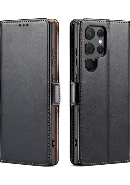 Samsung Galaxy S25 Ultra Manyetik Kapatma Pu Deri Cüzdan Standı Kapağı (Yurt Dışından)