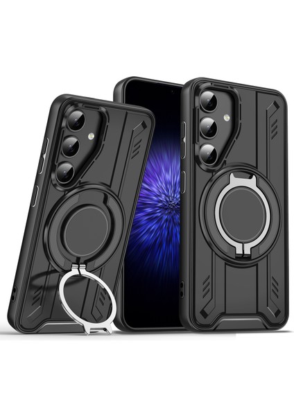 Samsung Galaxy S25 Plus Dönen Halka Kickstand Pc + Tpu Darbeye Dayanıklı Telefon Kapağı Magsafe ile Uyumlu (Yurt Dışından)