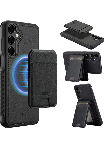 Samsung Galaxy S25 Plus Manyetik Kılıf Çıkarılabilir Kart Tutucu Deri + Tpu Kapak (Yurt Dışından)