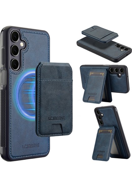 Samsung Galaxy S25 Plus Manyetik Kılıf Çıkarılabilir Kart Tutucu Deri + Tpu Kapak (Yurt Dışından)