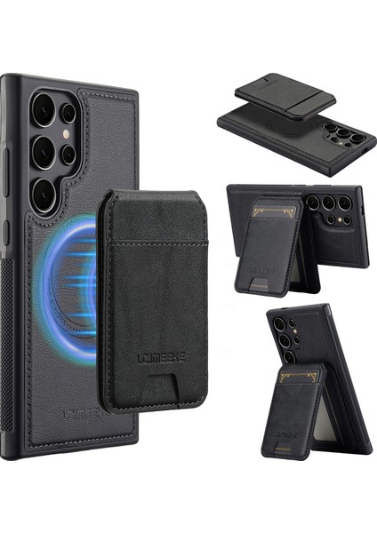 Samsung Galaxy S25 Ultra Manyetik Kılıf Çıkarılabilir Kart Tutucu Deri + Tpu Kapak (Yurt Dışından)