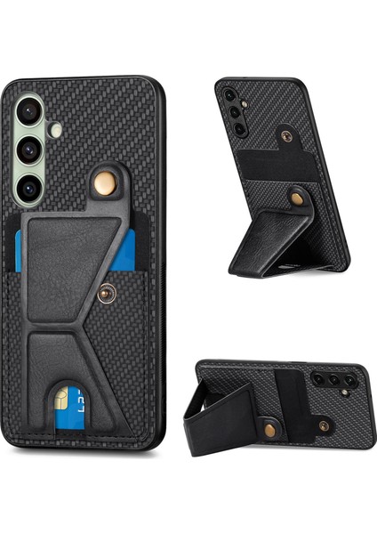 Samsung Galaxy S25 Plus K-Şekilli Kickstand Deri Telefon Arka Kapaklı (Yurt Dışından)