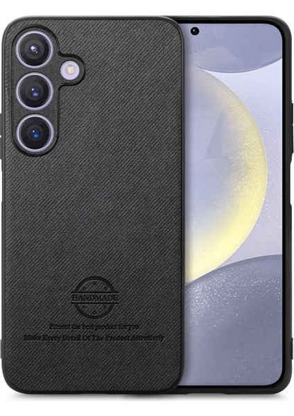Samsung Galaxy S25 Kumaş Dokulu Deri Telefon Arka Kapağı (Yurt Dışından)