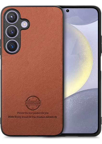 Samsung Galaxy S25 Plus Kumaş Dokulu Deri Telefon Arka Kapağı (Yurt Dışından)