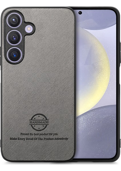 Samsung Galaxy S25 Plus Kumaş Dokulu Deri Telefon Arka Kapağı (Yurt Dışından)