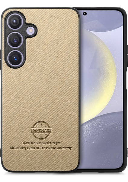Samsung Galaxy S25 Plus Kumaş Dokulu Deri Telefon Arka Kapağı (Yurt Dışından)