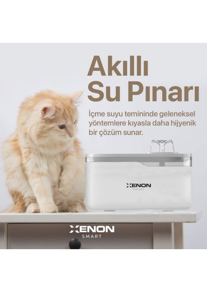Akıllı Kedi Köpek Su Pınarı Ultra Sessiz Led Işıklı Su Şelalesi ve 4 Adet Yedek Filtre 2'li Pet Seti