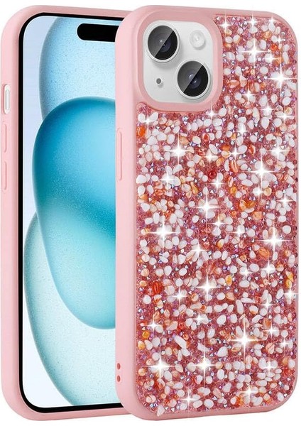 Iphone 15 Uyumlu Kılıf Parlak Taşlı Kamera Korumalı Dökülmez Taşlı Kapak