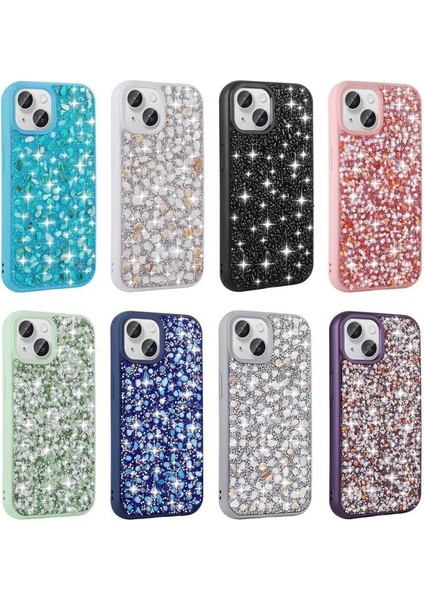 Iphone 15 Uyumlu Kılıf Parlak Taşlı Kamera Korumalı Dökülmez Taşlı Kapak