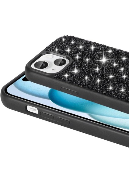 Iphone 15 Uyumlu Kılıf Parlak Taşlı Kamera Korumalı Dökülmez Taşlı Kapak
