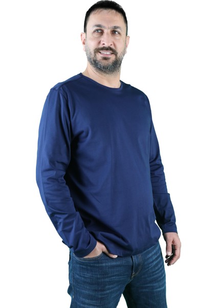 Erkek Cotton Bisiklet Yaka Uzun Kollu Tişört modelleri
