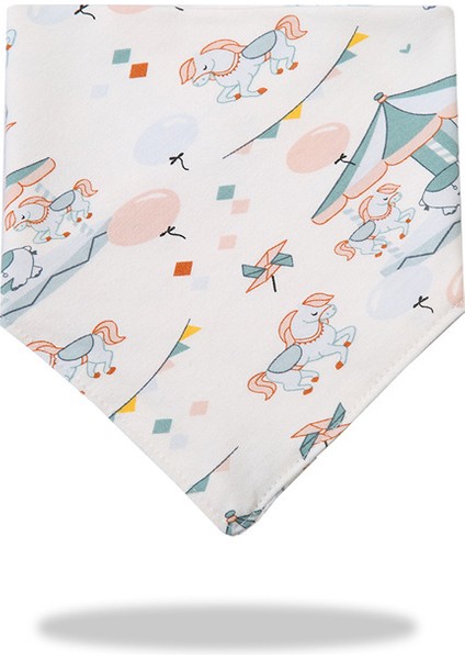 Üçgen Havlu Salya Havlu Pamuk Baskılı Karikatür Çift Katmanlı Önlük Cepli Eşarp (Yurt Dışından)