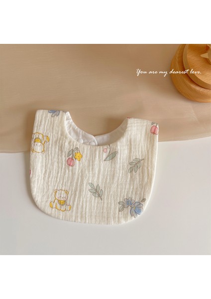 Salya Akıtan Havlu Pamuklu Gazlı Bez Önlük Önlük Su Geçirmez Tükürük Önlüğü U-Şekli (Yurt Dışından)