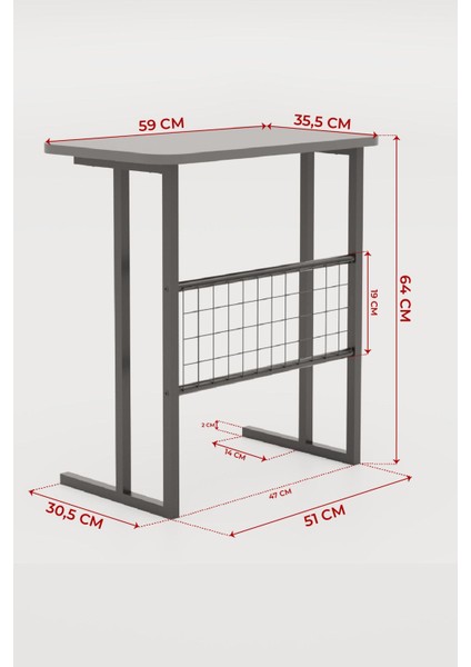 Metal Ayaklı Laptop Sehpası Koltuk Sehpası Kahvaltı Masası Çalışma Sehpası - Koyu Gri modelleri