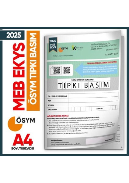 2025 Meb-Ekys(Meb-Ags Uyumlu)Ösym Çıkmış Soru Tıpkı Basım Deneme Sınavı Türkiye Geneli Soru Fasikülü