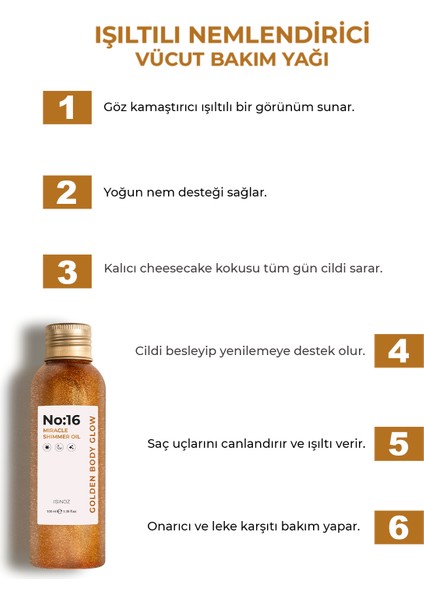 No:16 Mucizevi Işıltılı Saç ve Vücut Bakım Yağı 100 ML - Parıltılı Nemlendirici Bakım