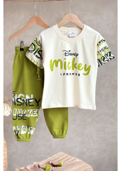 Mcky Lastikli Erkek Çocuk 2 li Takım - Yağ Yeşili