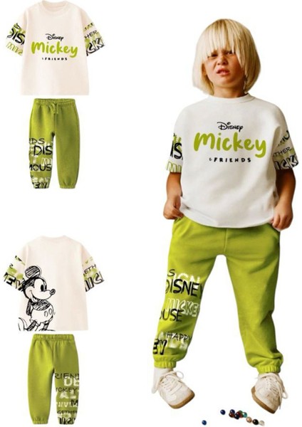 Mcky Lastikli Erkek Çocuk 2 li Takım - Yağ Yeşili modelleri