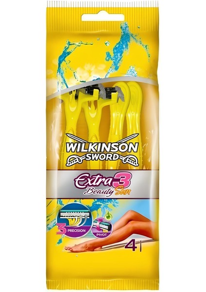 Extra 3 Beauty Sun - Oynar Başlıklı Kullan At Tıraş Bıçağı 4'lü Paket