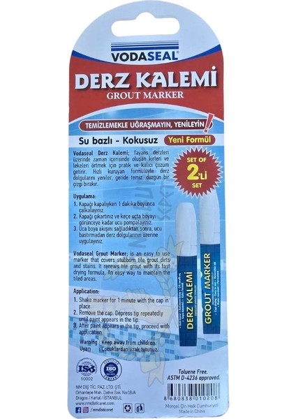 Kokusuz ve Suya Dayanıklı Derz Kalemi Ikili Set - Beyaz fiyatları