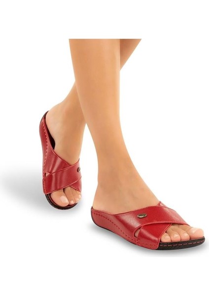 Cyrus 31124-005 Topuk Jelli Anatomik Taban Kadın Terlik Kırmızı 36-40