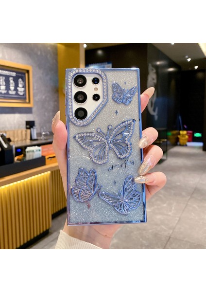 Samsung Galaxy S25 Ultra Rhinestones Dekor Tpu Telefon Kılıfı Parıltılı Kağıt (Yurt Dışından)