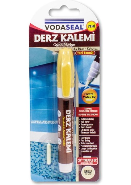 Kokusuz ve Suya Dayanıklı Derz Yenileme Kalemi - Bej