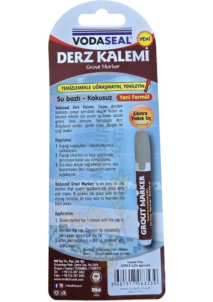 Kokusuz ve Suya Dayanıklı Derz Yenileme Kalemi - Gri fiyatları