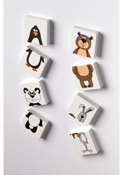 Manyetik Blok Iki Parçalı Baby Puzzle - 8 Sevimli hayvan Figürü Yapboz