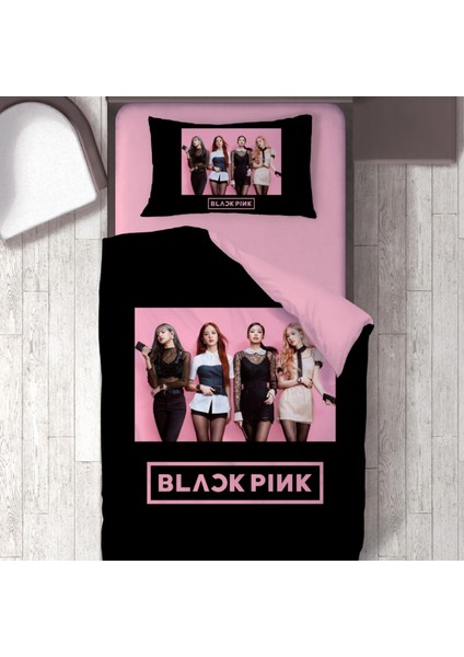 Black Pink Temalı Baskılı Tek Kişilik Nevresim Takımı