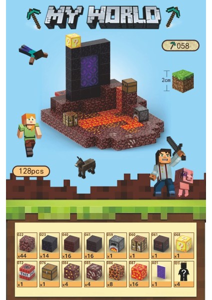 Mc Minecraft Manyetik Küpler Montaj Dıy Yapı Taşları Çocuklar Için Bulmaca Modeli Oyuncaklar (Yurt Dışından)