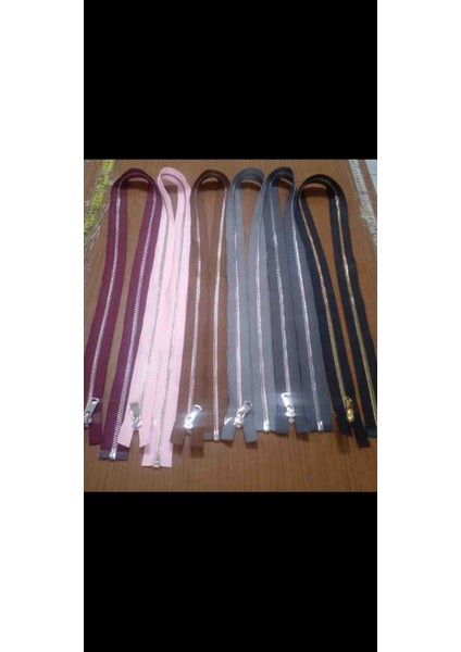 85 cm 6 Adet Karışık Renk 5 No Parlak Metal Separe Fermuar