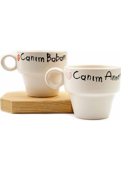 Canım Annem & Canım Babam 2'li Espresso Bardak Seti - Hediye Seramik Fincan