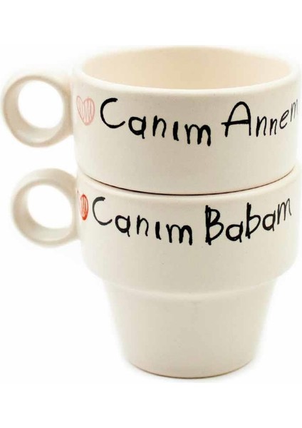 Canım Annem & Canım Babam 2'li Espresso Bardak Seti - Hediye Seramik Fincan fiyatları